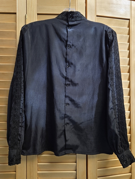 Anne Bruse Vintage Romantic 70s Blouse Victorian EU 38 Black - Picture 4 of 9